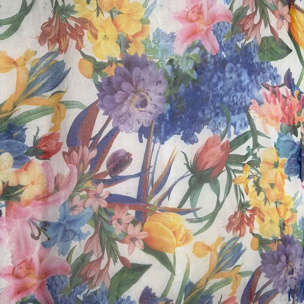 Italian Viscose Floral Rectangular Scarf Cottagecore Euro Summer Boho Chic Fairy
